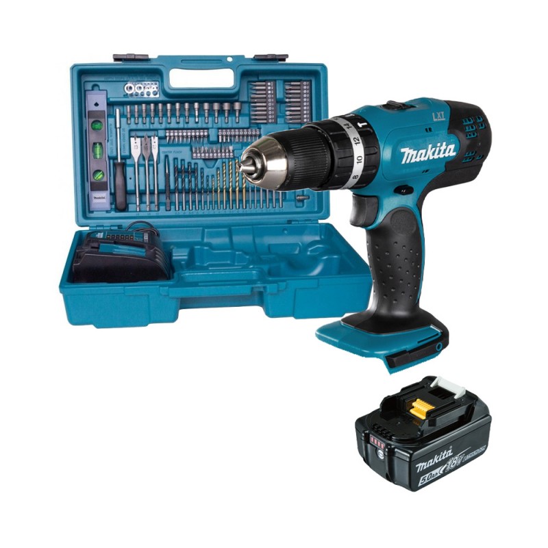 Makita DHP453TX12 18V cordless impact drill with 101 accessories FULL KIT 1x 5 Ah