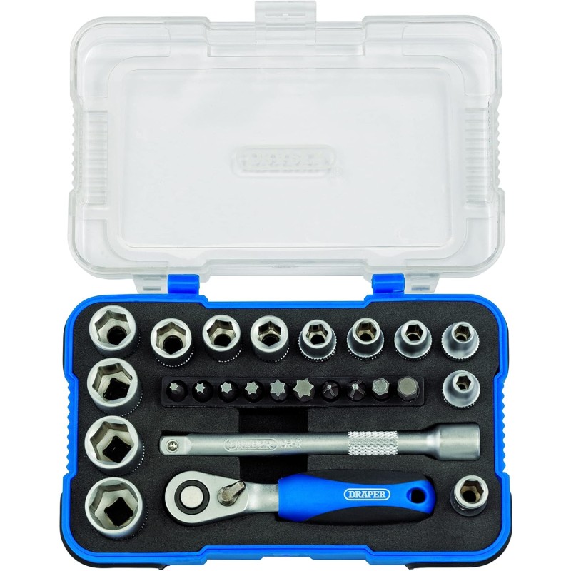 Draper 16354 BD25M 1/4'' Square Drive Metric Socket Set 25 Piece