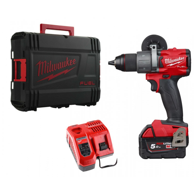 Milwaukee M18FPD2-0 18V FUEL Gen 3 Combi Drill Body w/ 1x M18 5Ah battery,  M12-