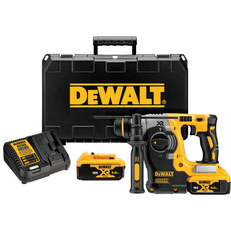 DeWalt DCH273P2 18V XR SDS+ Hammer Drill DCH273 Kit with 2 x 5.0Ah Li-Ion Batteries DCB184, Charger DCB115 and TSTAK with Case